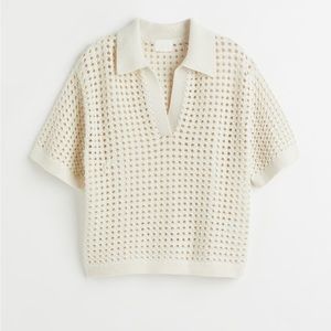 H&M Pointelle Knit Polo size S